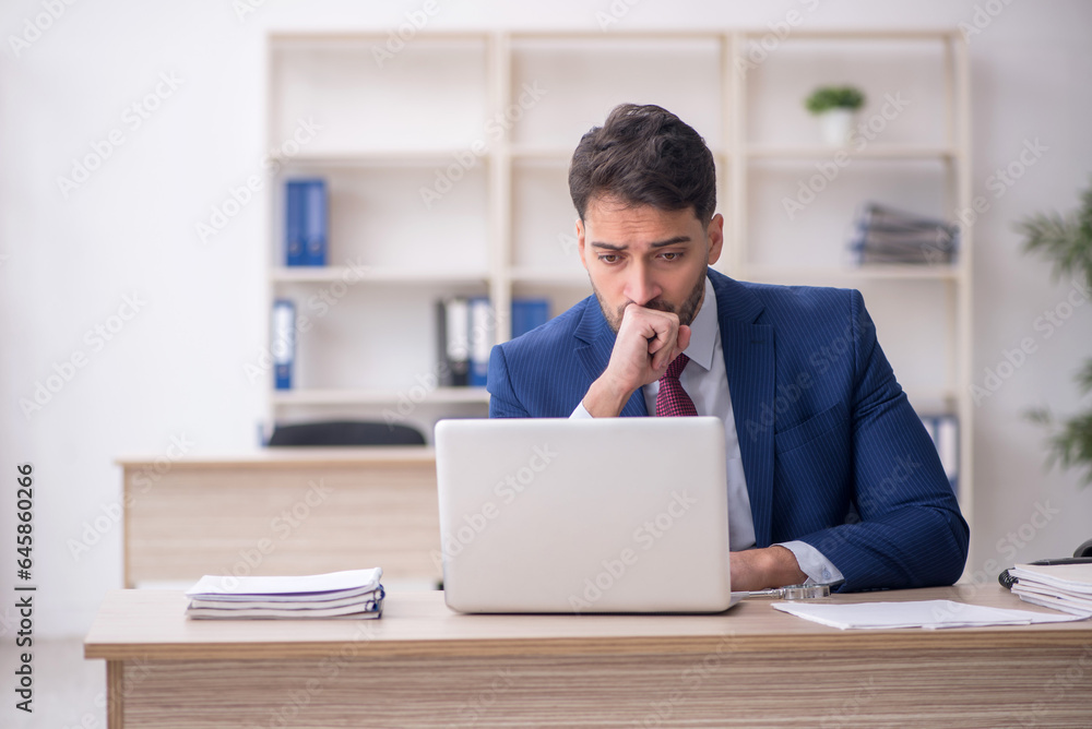 Young male employee working in the office Young male employee working in the office