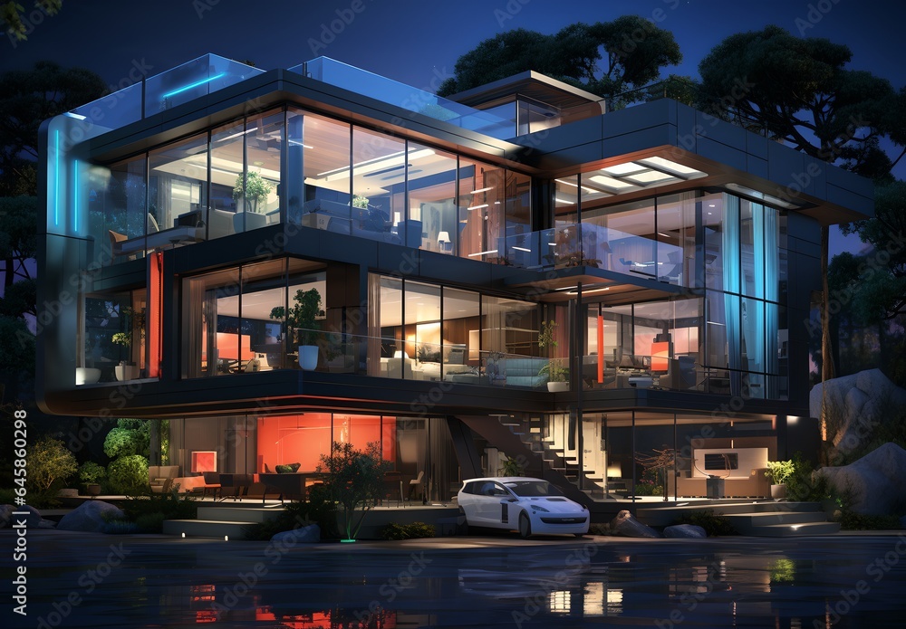 Fototapeta premium Glass house, generative AI
