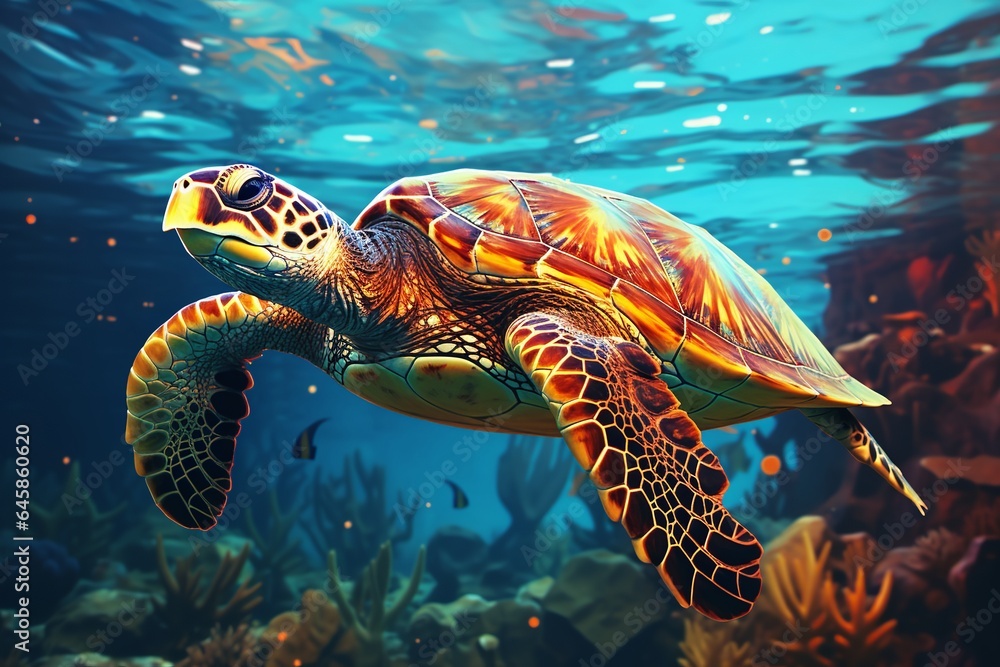 Fototapeta premium An Illustration of Underwater World. Creted with Generative AI Technology