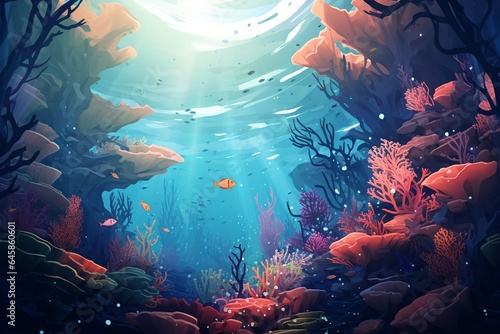 An Illustration of Underwater Wonderland. Creted with Generative AI Technology