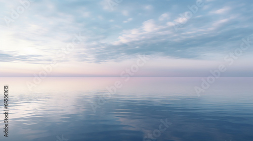 Beautiful seascape, water surface and sky with clouds. Nature composition. © alionaprof