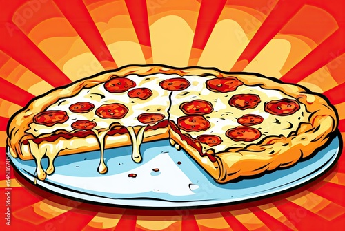 Vibrant illustration of a classic pepperoni pizza, make it visually pop. Generative AI