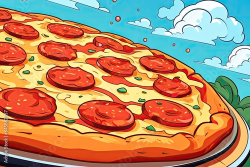 Vibrant illustration of a classic pepperoni pizza, make it visually pop. Generative AI