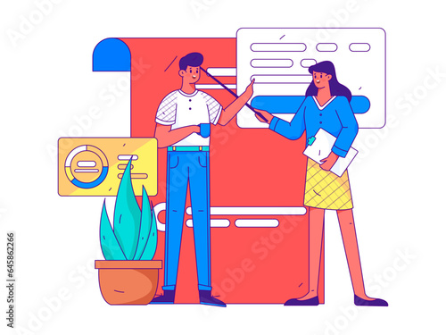 Business People Flat Vector Concept Operation Hand Drawn Illustration
