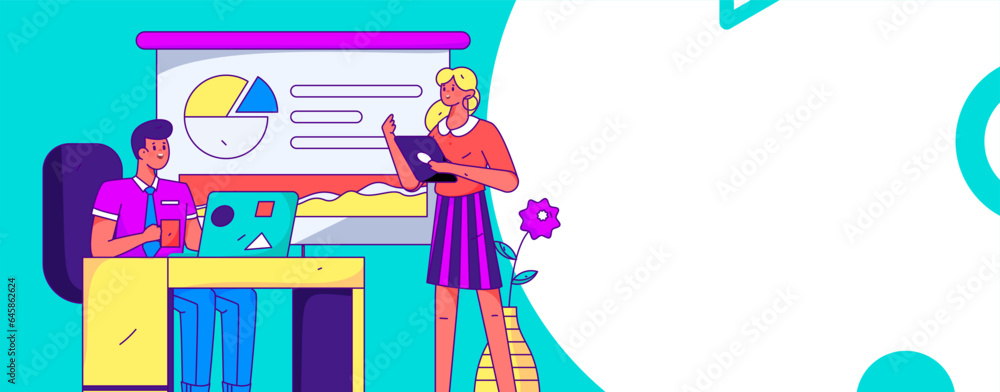 Naklejka premium Business People Flat Vector Concept Operation Hand Drawn Illustration 