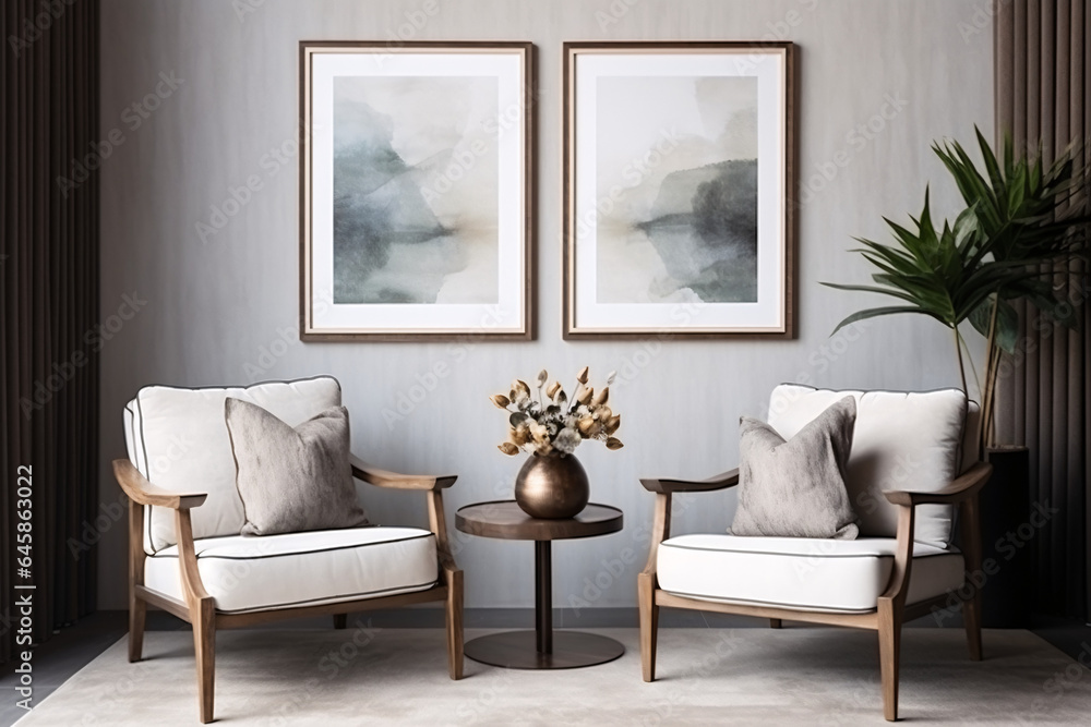 Fototapeta premium new modern style furniture with paintings image, Art deco Modern Interior Design Style