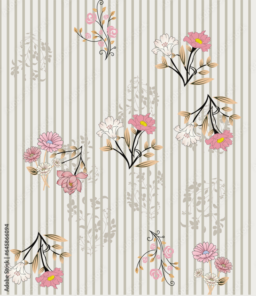 Obraz premium seamless vector flower design pattern on background