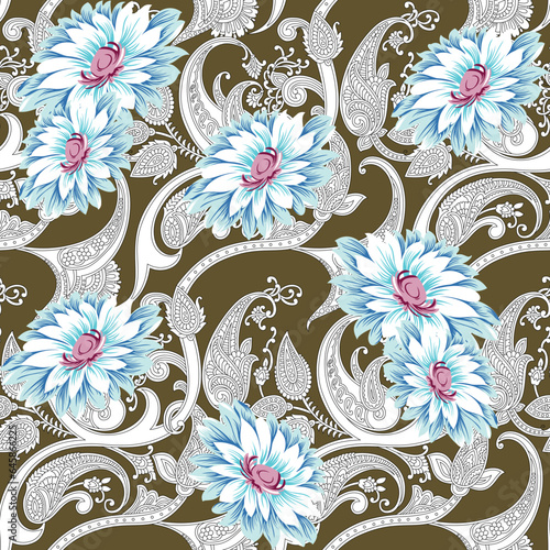 seamless vector flower design pattern on background