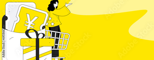 Use red envelopes to attract new customers and promote activity. Flat vector character concept illustration
