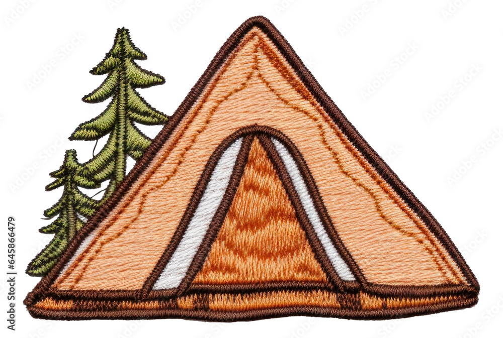 Outdoor camping tent embroidery patch isolated. - obrazy, fototapety, plakaty 