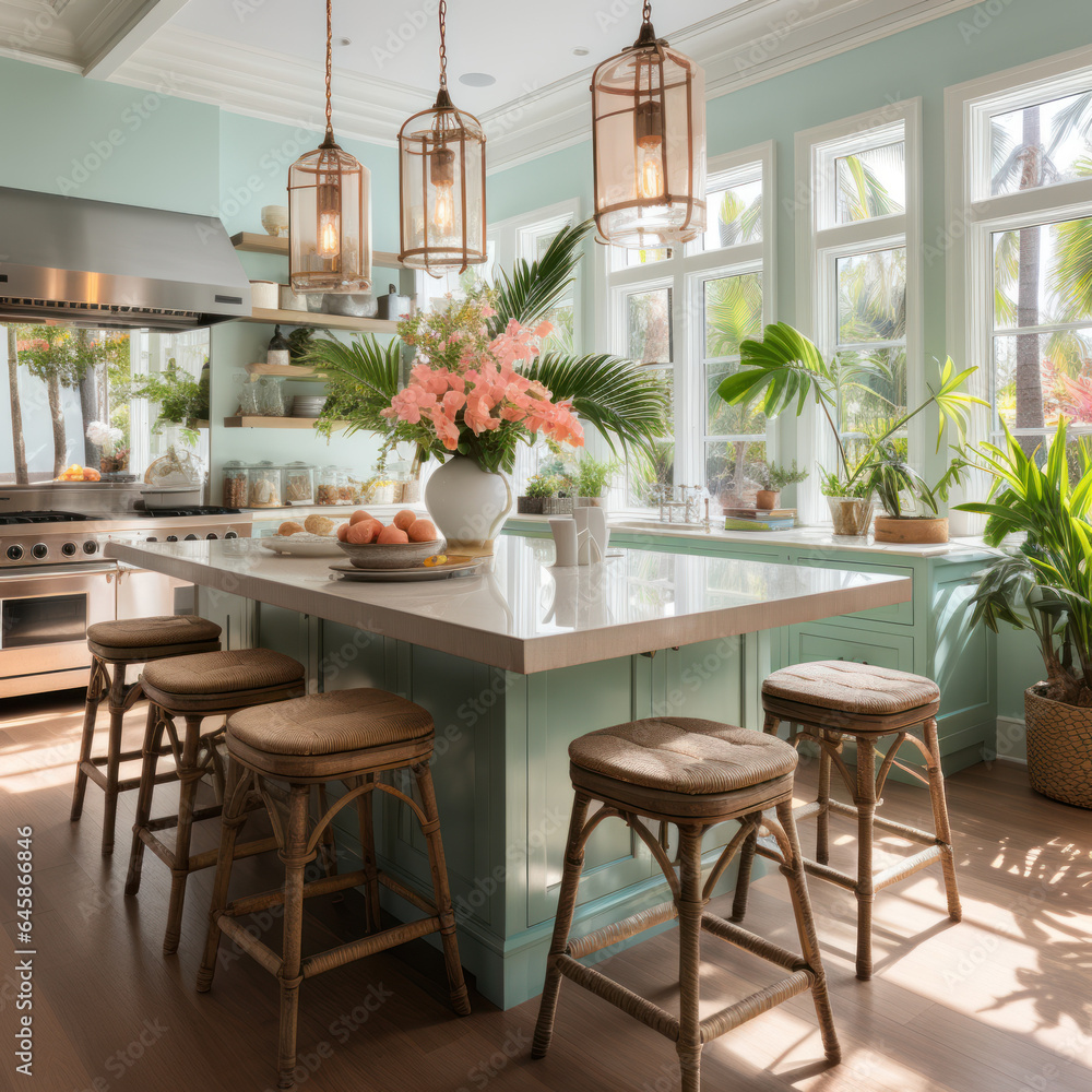  A breezy kitchen with a Florida feel furnished
