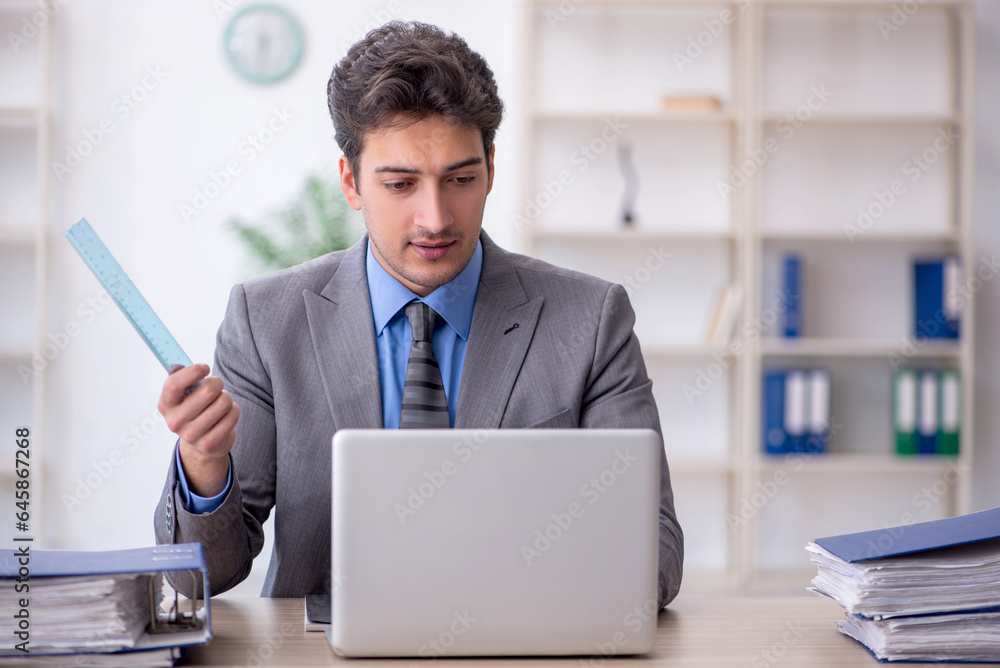 Young male employee working in the office Young male employee working in the office