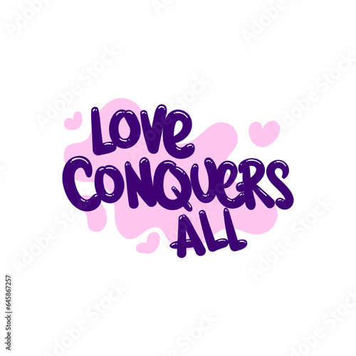 love conquers all people quote typography flat design illustration