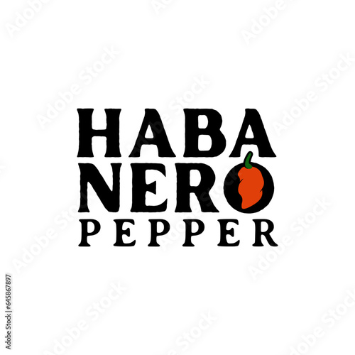 typography word habanero logo design. Vector illustration typography word habanero with habanero pepper shape. modern logo design vector icon template