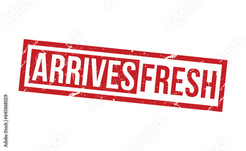 Arrives Fresh Red Rubber Stamp vector design.