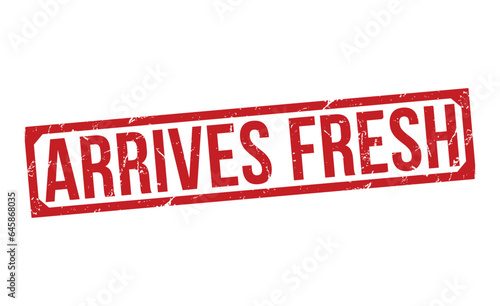 Arrives Fresh Red Rubber Stamp vector design.