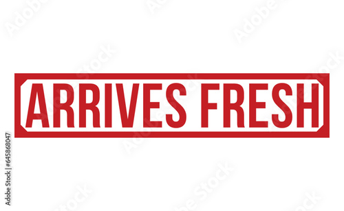 Arrives Fresh Red Rubber Stamp vector design.