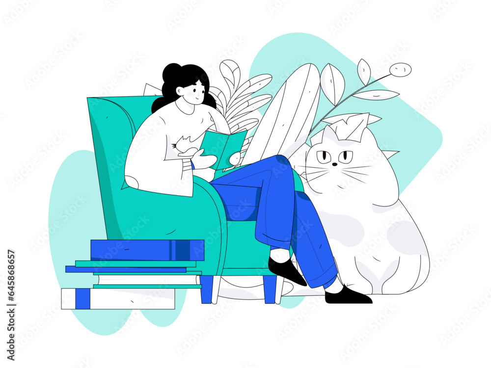 Character reading quietly vector concept operation hand drawn illustration Character reading quietly vector concept operation hand drawn illustration