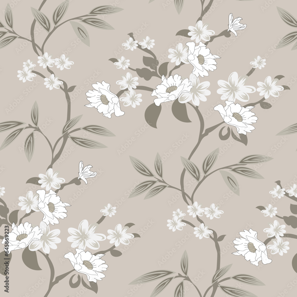 seamless vector flower bunch design pattern on white background seamless vector flower bunch design pattern on white background
