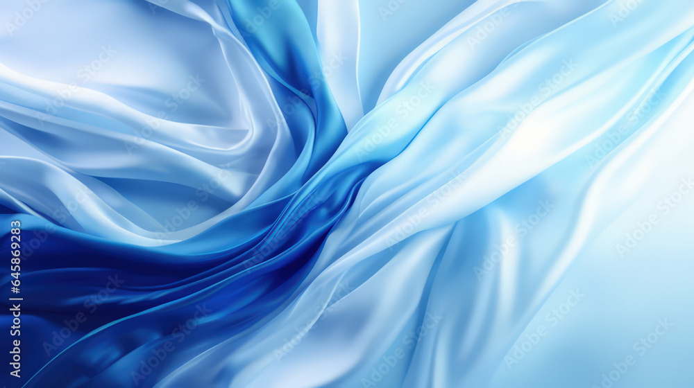 Obraz premium 青色の布が流れる青のドレープのグラフィック素材