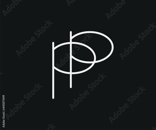 PP font black and white illustration for company name