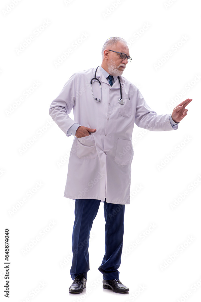 Old male doctor isolated on white Old male doctor isolated on white