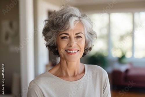 Smiling portrait of a happy senior caucasian woman inside of her home © Geber86