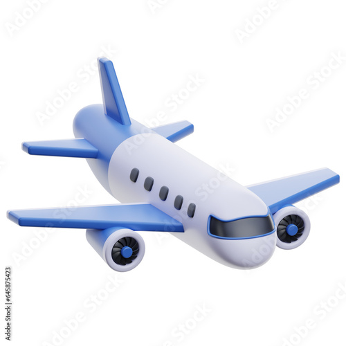 3d airplane travel icon. 3D airplane illustration in png. plane 3d icon. airplane 3d icon isolated on white.