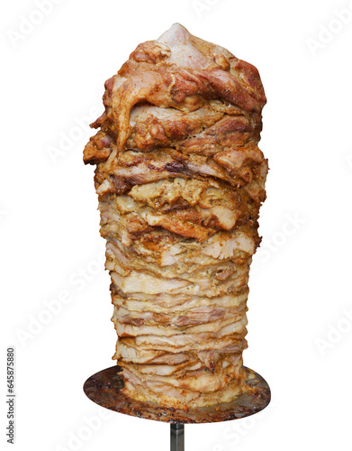 Turkish Doner Kebab meat isolated on transparent background