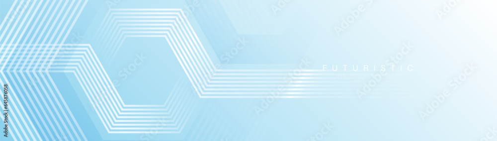 White, blue abstract background with glowing hexagon geometric lines. Modern shiny white lines pattern. Futuristic technology concept. Vector illustration White, blue abstract background with glowing hexagon geometric lines. Modern shiny white lines pattern. Futuristic technology concept. Vector illustration
