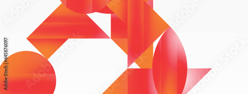 Serene gradient template. Circles and triangles mingle in minimalist perfection. Gentle fusion of forms and hues creates balanced yet captivating backdrop, embodying modern sophistication