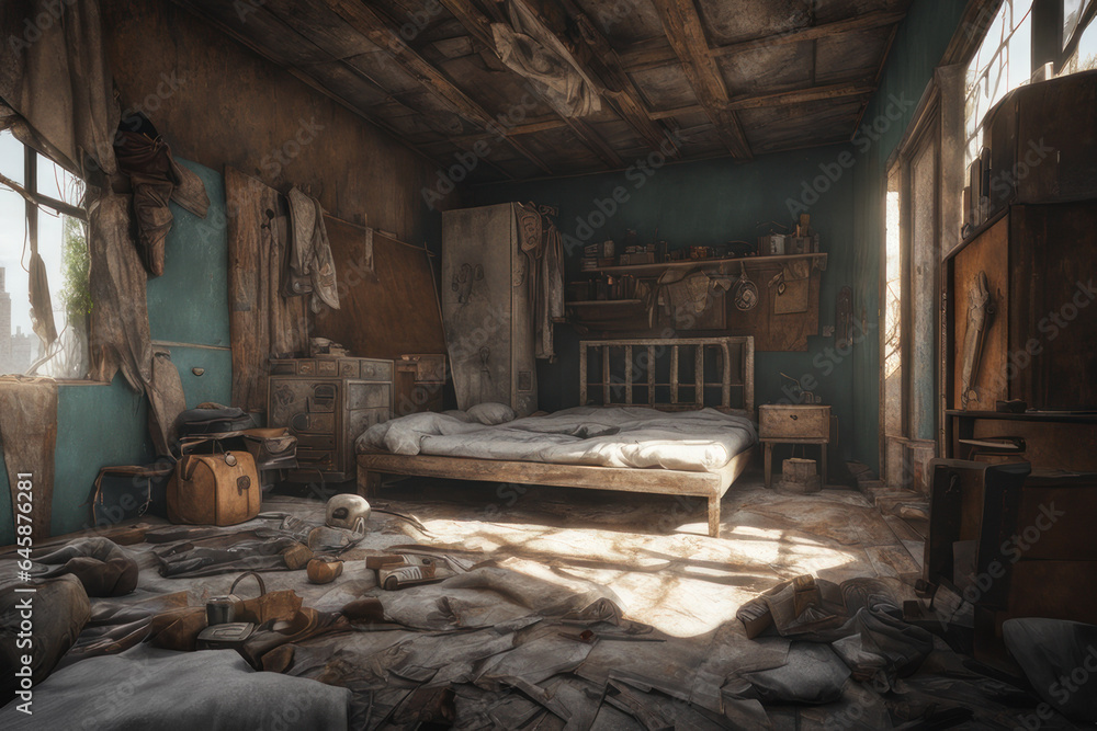 interior of a post apocalyptic building interior of a post apocalyptic building