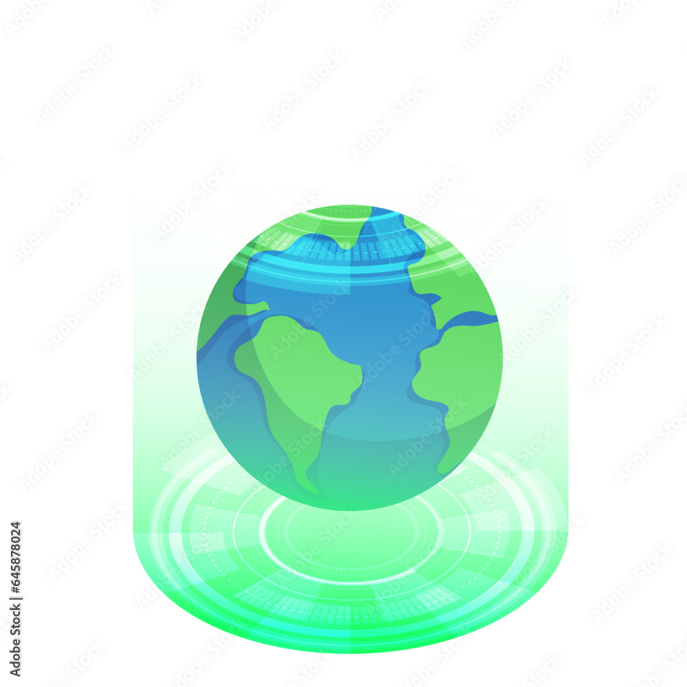 Green thecnology element isometric icon.