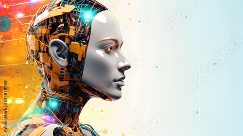 powerpoint background Generative AI presentation, robot.