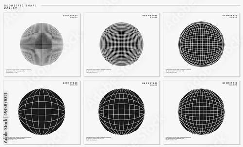 Set of silhouette geometric flat globe earth design
