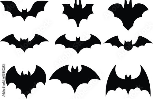 set of bats icon or halloween icons