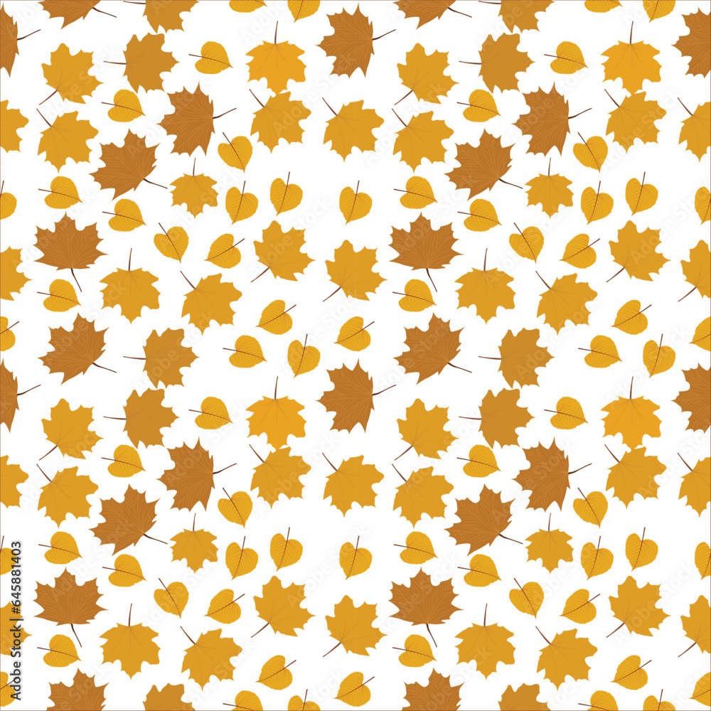 Fall leaves isolated on white background collection. Orange maple leaves pattern. Vector illustration. Fall leaves isolated on white background collection. Orange maple leaves pattern. Vector illustration.