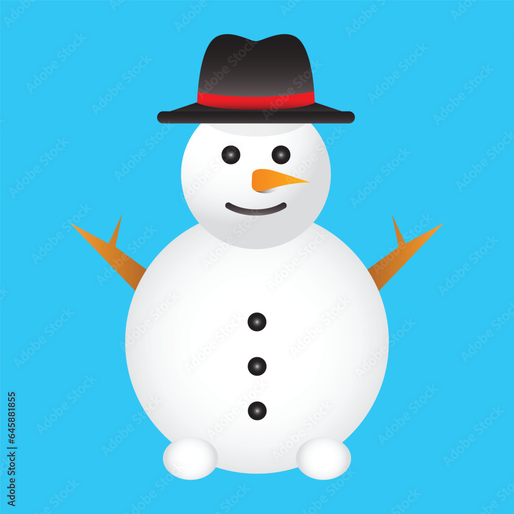 cute snowman vector design on blue background cute snowman vector design on blue background