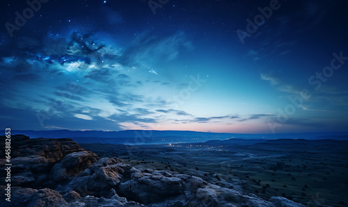 Astrophotography background photograph at night with milkyway shot from top cliff view cliff  sea with sunset
