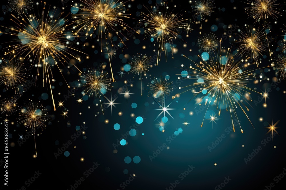 A background image for creative New Year's content, featuring a starry night sky adorned with colorful fireworks celebrating the festivities. Illustration A background image for creative New Year's content, featuring a starry night sky adorned with colorful fireworks celebrating the festivities. Illustration
