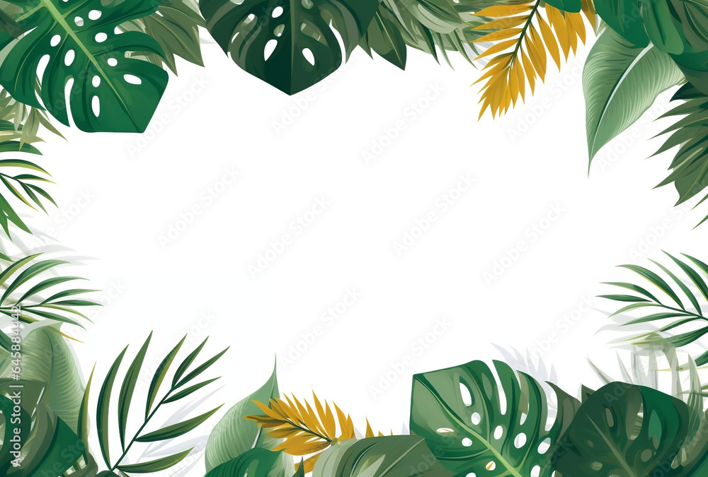 summer banner design with leaves background. AI Generated Images