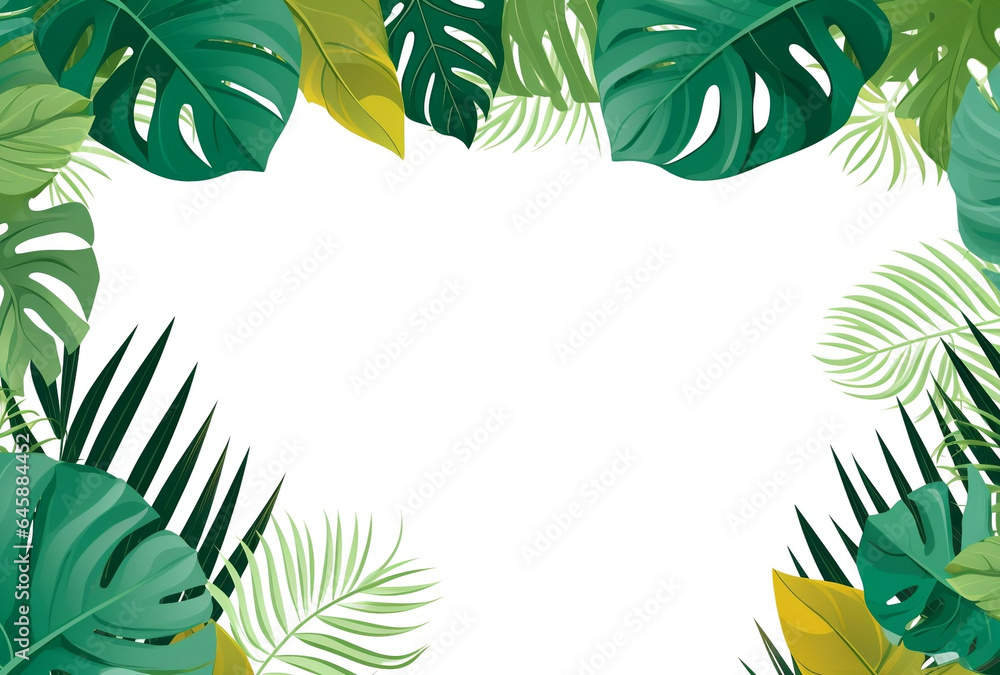 summer banner design with leaves background. AI Generated Images