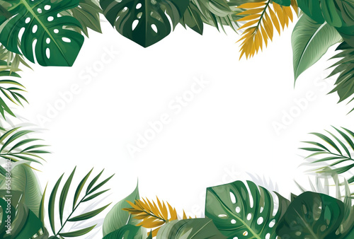 summer banner design with leaves background. AI Generated Images © mohammad
