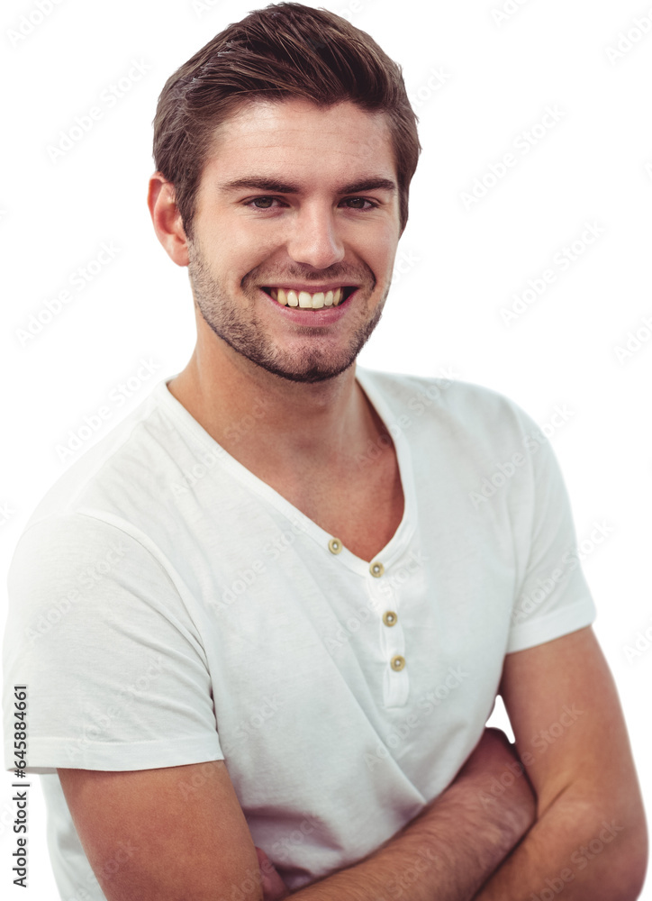 Digital png photo of smiling caucasian man on transparent background Digital png photo of smiling caucasian man on transparent background