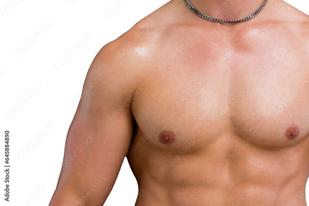 Fototapeta premium Digital png photo of midsection of strong caucasian man on transparent background