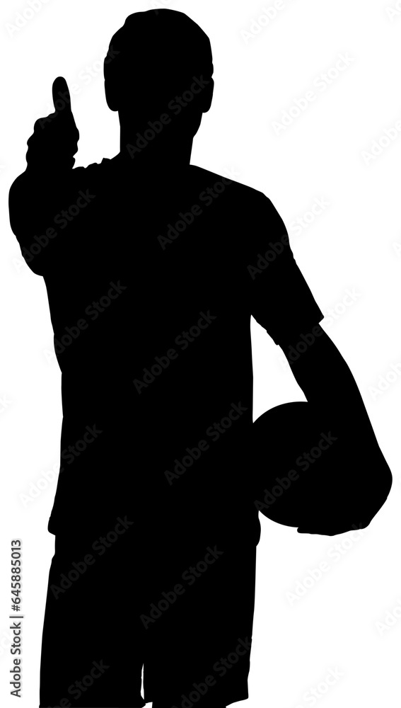 Digital png illustration of silhouette of football player with ball on transparent background Digital png illustration of silhouette of football player with ball on transparent background
