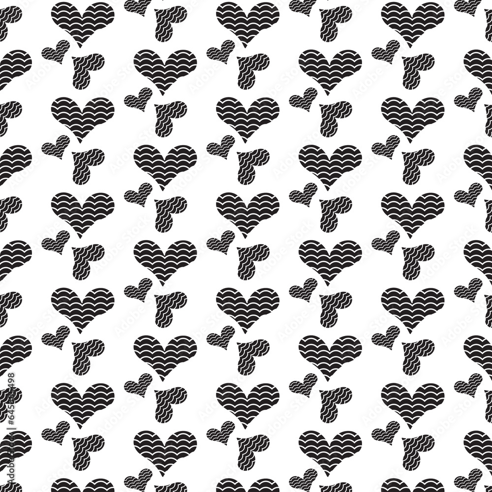 Digital png illustration of black pattern of hearts on transparent background