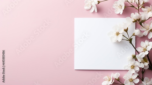 blank white paper with flower copy space © PinkiePie
