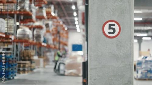 Wallpaper Mural In Big Retail Warehouse Forklift Driving in Logistics, Distribution Center with Products Ready for Global Shipping, Customer Delivery. Warehouse Center. Blurred Background. Mock Up Torontodigital.ca
