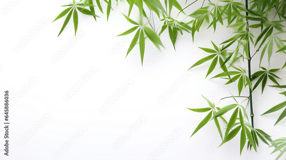 bamboo leaves on white. Generative Ai